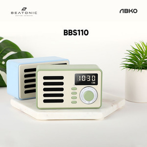[ABKO] 앱코 비토닉 BBS110 라디오 시계겸용 블루투스 스피커 / 캠핑 레트로디자인 파스텔톤 AUX단자,캠핑용품