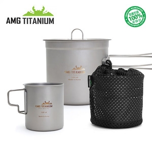 AMG 에이엠지티타늄 코펠 싱글컵 세트 (1L/320ml/케이스포함) / 캠핑 백패킹 티탄코펠,캠핑용품